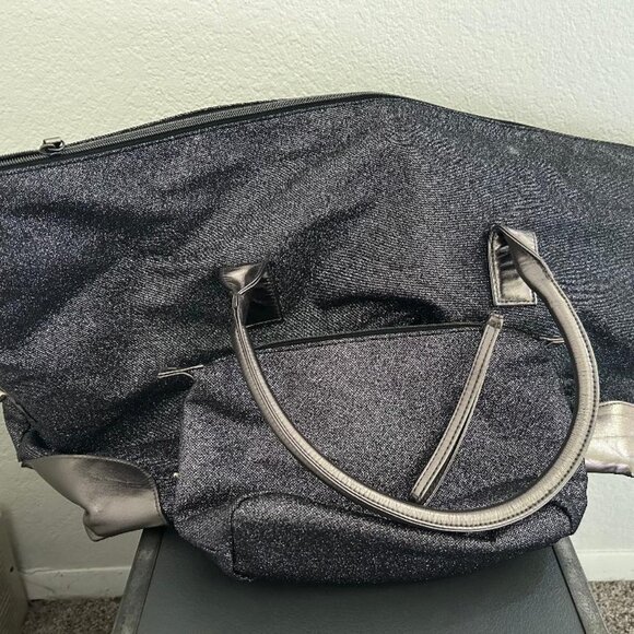 Dark Gray Glittery Large Overnight Bag with small matching clutch - Picture 1 of 13